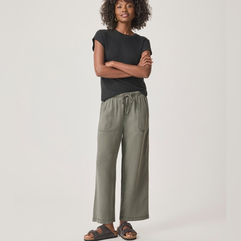 Splendid Wide Leg Grey Crop Lightweight High Rise Pull On Pants, size S
